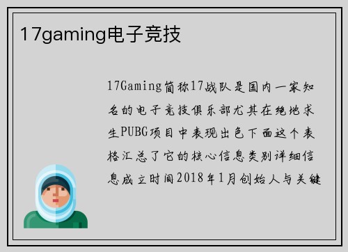 17gaming电子竞技